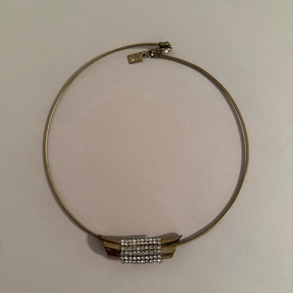 Women's AK Anne Klein Gold Tone Choker Collar Necklace Vintage - Picture 2 of 4